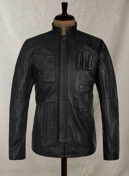(image for) Wrinkled Black Harrison Ford Star Wars Leather Jacket - Click Image to Close