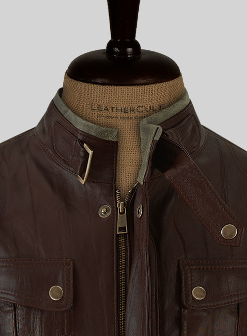 (image for) Wrinkled Brown Gerard Butler Leather Jacket #1 - Click Image to Close