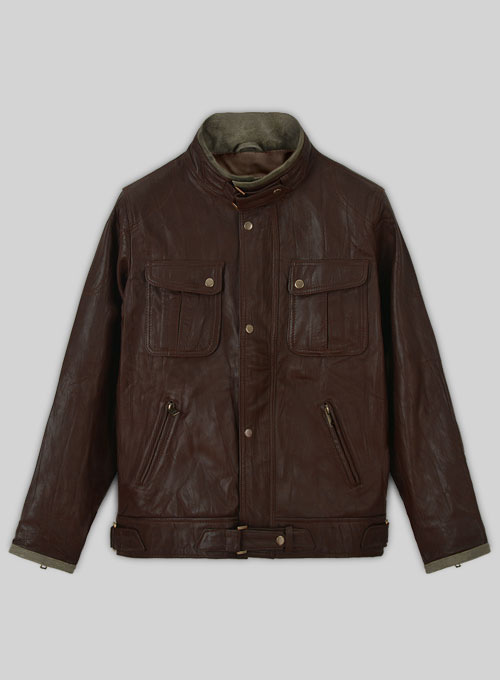 (image for) Wrinkled Brown Gerard Butler Leather Jacket #1 - Click Image to Close