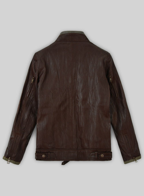 (image for) Wrinkled Brown Gerard Butler Leather Jacket #1 - Click Image to Close