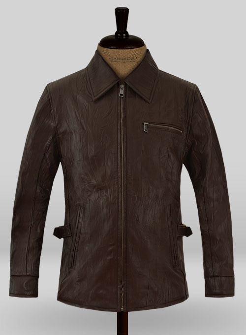 (image for) Wrinkled Brown Bruce Willis Surrogates Leather Jacket - Click Image to Close