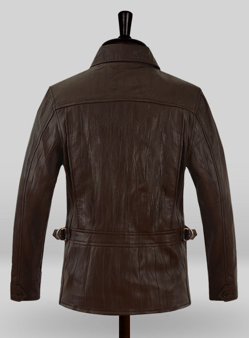 Wrinkled Brown Bruce Willis Surrogates Leather Jacket