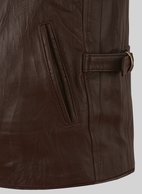 (image for) Wrinkled Brown Bruce Willis Surrogates Leather Jacket - Click Image to Close