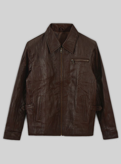 Wrinkled Brown Bruce Willis Surrogates Leather Jacket - Click Image to Close