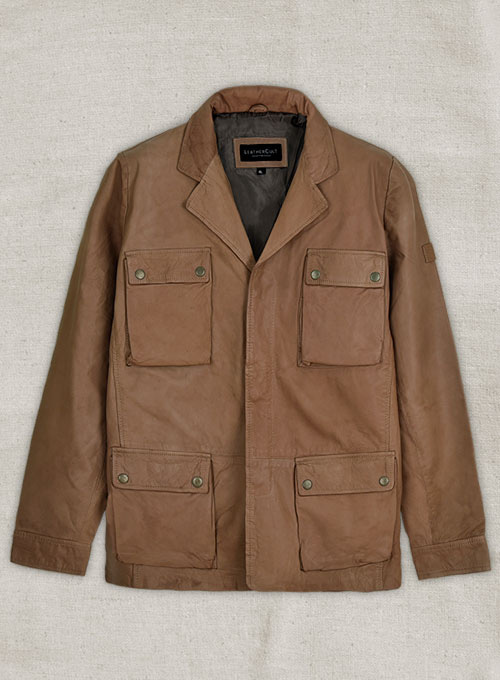 (image for) Washed Brown Leather Jacket #92 - XL Regular - Click Image to Close