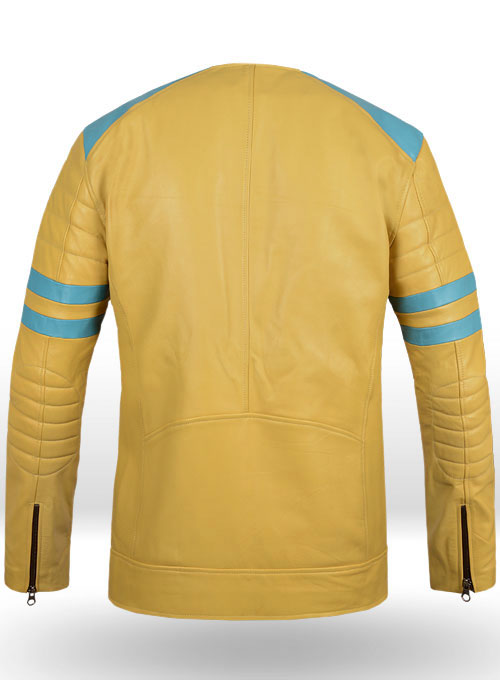 (image for) Yellow Leather Fighter T-Shirt Jacket