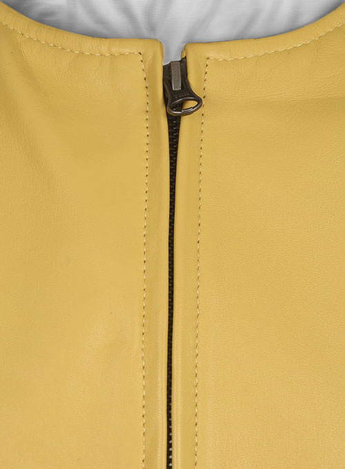 (image for) Yellow Leather Fighter T-Shirt Jacket