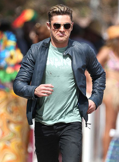 (image for) Zac Efron Baywatch Leather Jacket - Click Image to Close