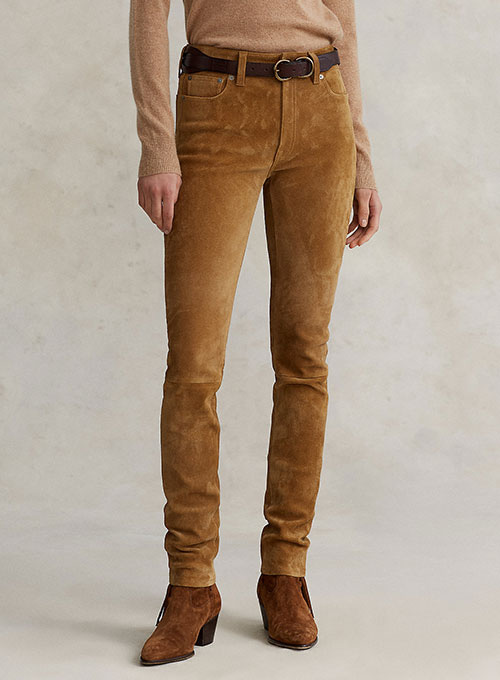 Suede leather pants
