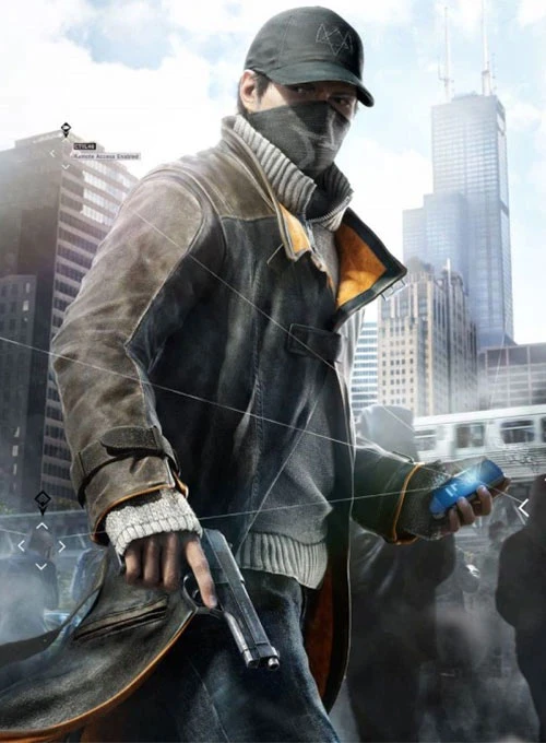 (image for) Aiden Pearce Watch Dog Leather Trench Coat - Click Image to Close