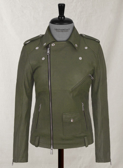 (image for) Basicallo Green Rihanna Leather Jacket #1 - Click Image to Close