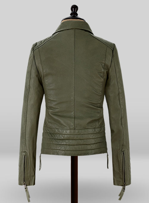 Basicallo Green Washed Leather Jacket #255