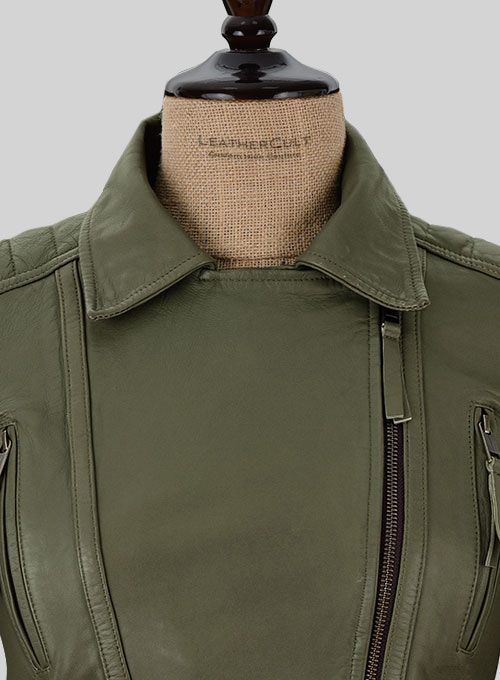 (image for) Basicallo Green Washed Leather Jacket #255 - Click Image to Close