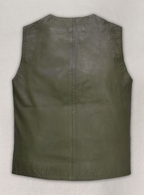 (image for) Basicallo Green Washed and Wax Leather Vest # 301 - Click Image to Close