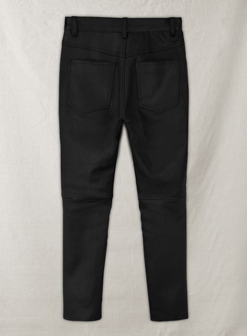 (image for) Black Stretch Leather Jeans - Click Image to Close