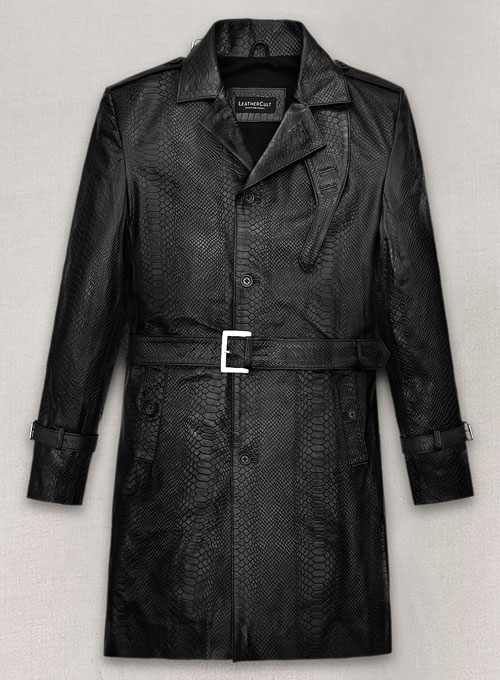 (image for) Black Python Leather Long Coat #204 - Click Image to Close