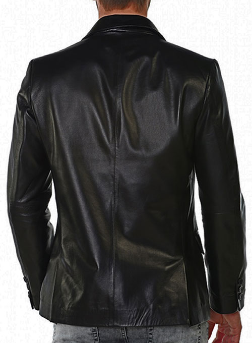 (image for) Black Stretch Leather Blazer - Click Image to Close