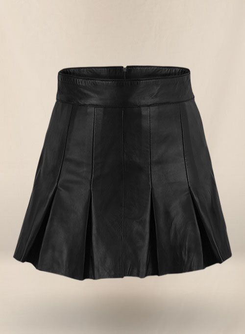 (image for) Black Nina Dobrev Leather Skirt - Click Image to Close