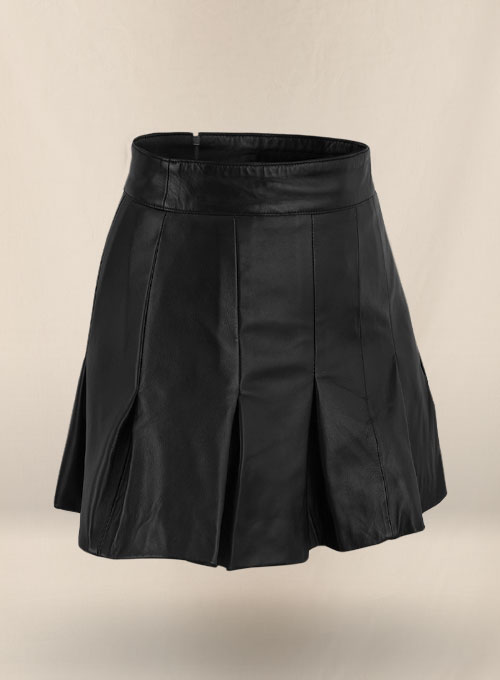 (image for) Black Nina Dobrev Leather Skirt - Click Image to Close