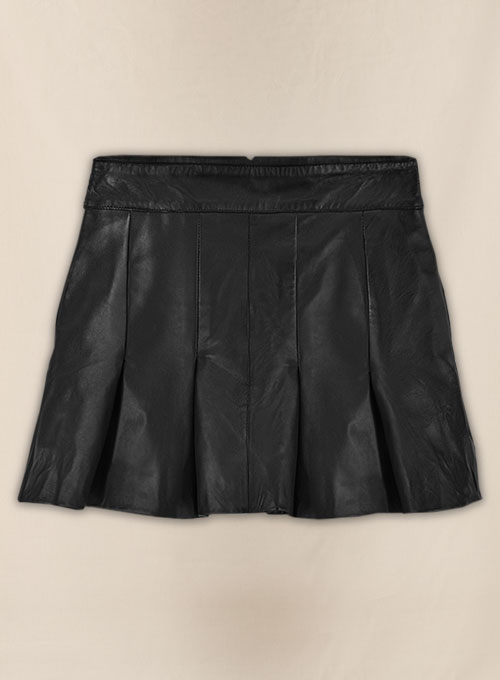 (image for) Black Nina Dobrev Leather Skirt - Click Image to Close