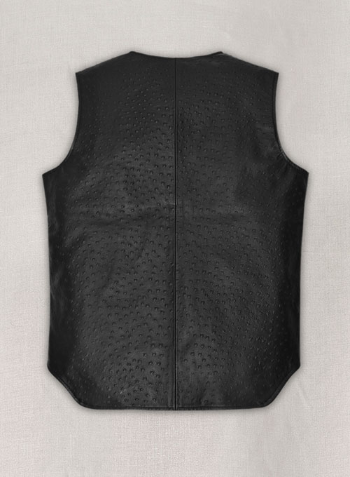 (image for) Black Ostrich Leather Vest # 335 - Click Image to Close
