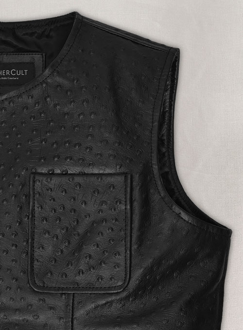 (image for) Black Ostrich Leather Vest # 335 - Click Image to Close