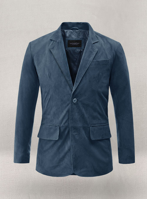 (image for) Blue Suede Leather Blazer - Click Image to Close