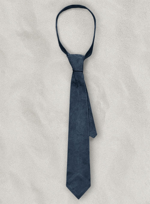 Blue Suede Leather Tie