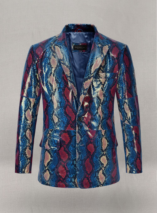 (image for) Bold Blue Python Catwalk Leather Blazer # 2 - Click Image to Close