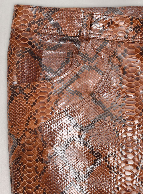 (image for) Bold Brown Python Leather Biker Jeans - Style #501