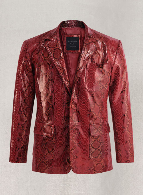 (image for) Bold Red Python Floyd Mayweather Leather Blazer - Click Image to Close