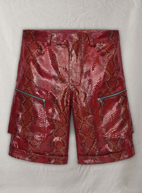 (image for) Bold Red Python Havana Leather Shorts Style # 362 - Click Image to Close