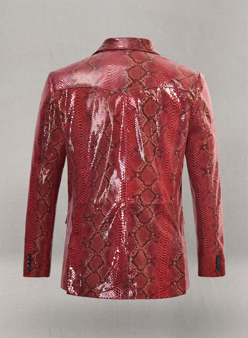 (image for) Bold Red Python Western Leather Blazer - Click Image to Close
