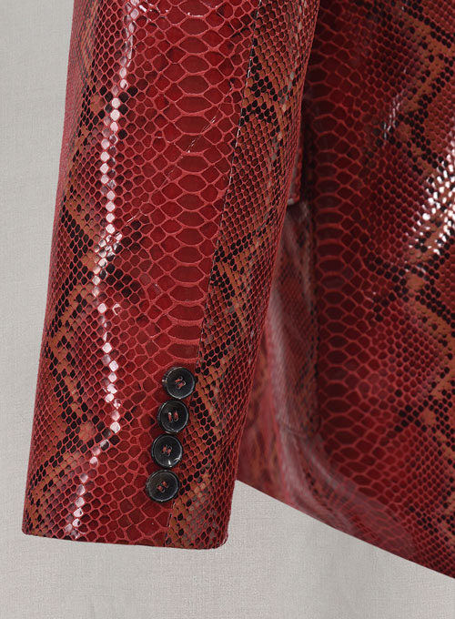 (image for) Bold Red Python Western Leather Blazer - Click Image to Close