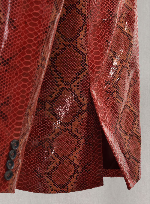 (image for) Bold Red Python Western Leather Blazer