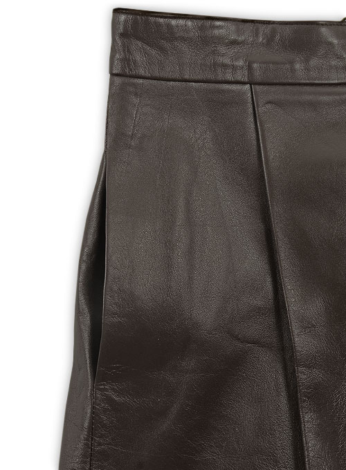(image for) Brown Flounced Leather Skirt - # 141 - Click Image to Close