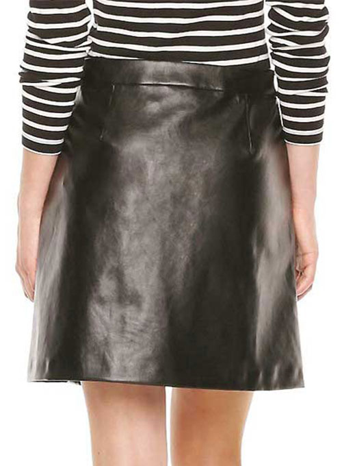 Button Pleat Leather Skirt - # 449