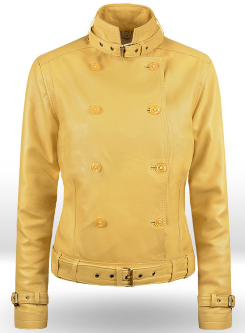 (image for) Yellow Captain America Scarlett Johansson Leather Jacket - Click Image to Close