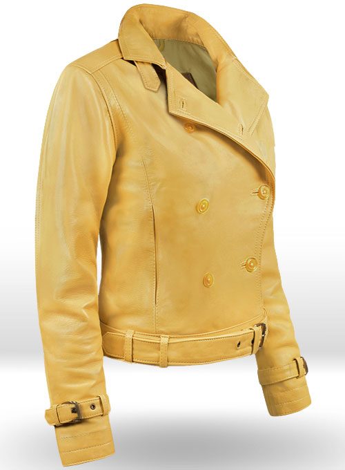 (image for) Yellow Captain America Scarlett Johansson Leather Jacket - Click Image to Close