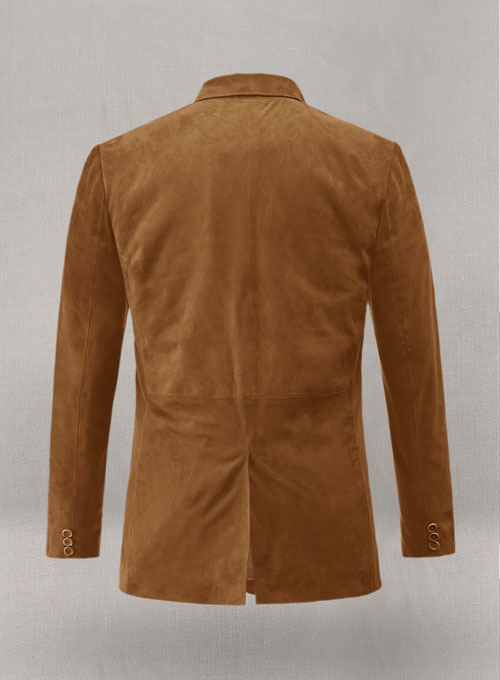 (image for) Caramel Brown Suede Leather Blazer - Click Image to Close