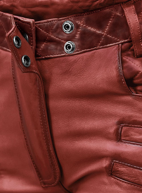 (image for) Carrier Burnt Red Leather Pants - Click Image to Close