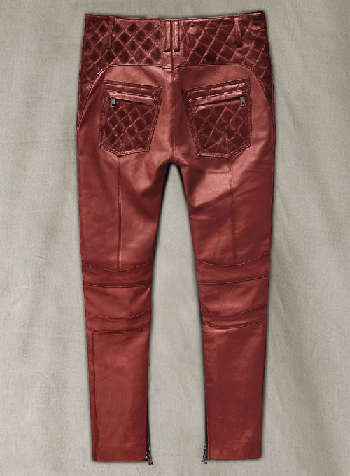 (image for) Carrier Burnt Red Leather Pants - Click Image to Close