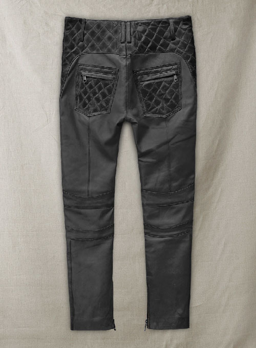 (image for) Carrier Burnt Charcoal Leather Pants - Click Image to Close