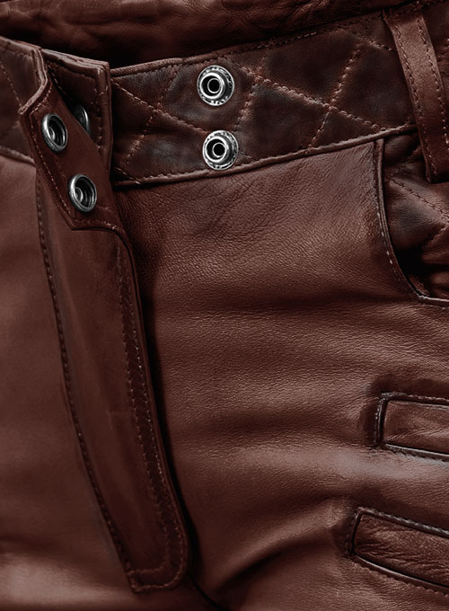 (image for) Carrier Burnt Maroon Leather Pants - Click Image to Close