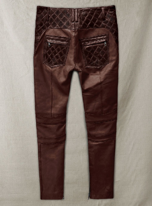 (image for) Carrier Burnt Maroon Leather Pants - Click Image to Close