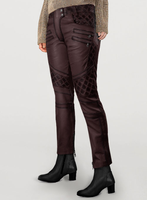 (image for) Carrier Burnt Wine Leather Pants - Click Image to Close