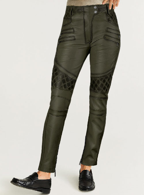 (image for) Carrier Burnt Olive Leather Pants - Click Image to Close
