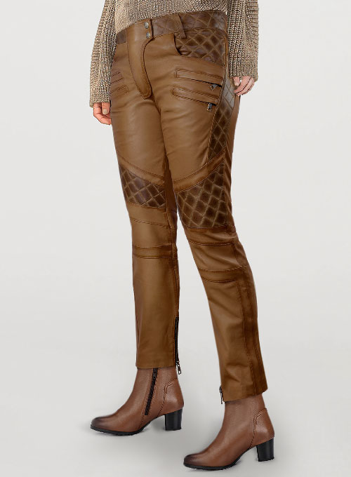 (image for) Carrier Burnt Tan Leather Pants - Click Image to Close