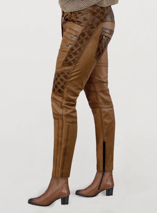 (image for) Carrier Burnt Tan Leather Pants - Click Image to Close