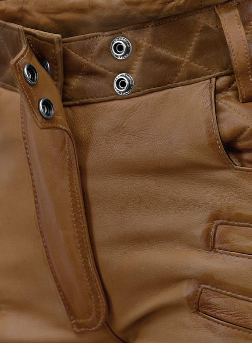 (image for) Carrier Burnt Tan Leather Pants - Click Image to Close